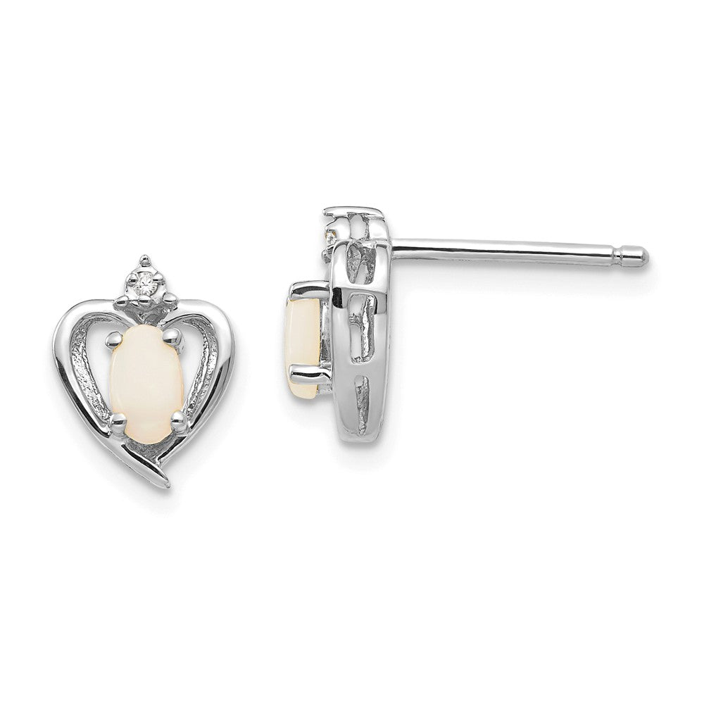 Million Charms 14k White Gold Opal Diamond Earring, 17mm x 10mm