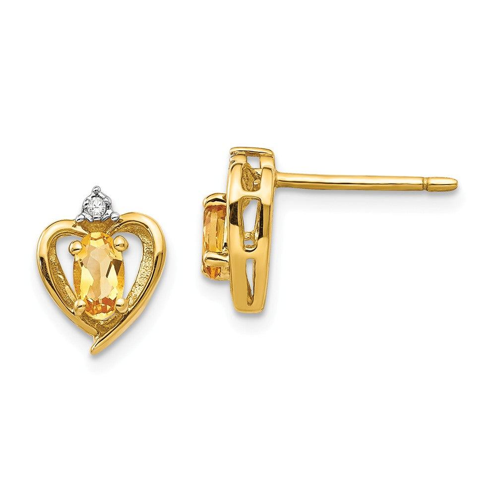 Million Charms 14k Yellow Gold Diamond & Citrine Earrings, 17mm x 10mm