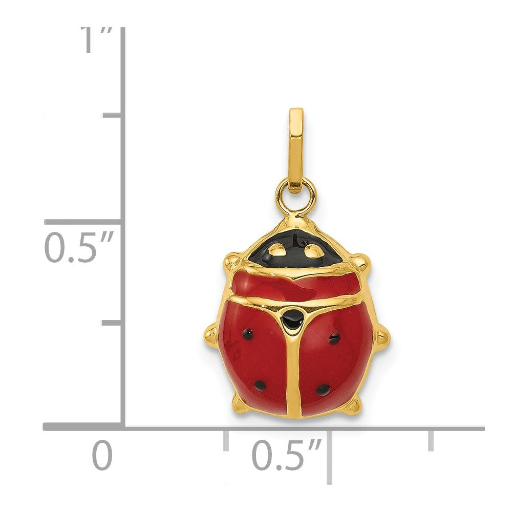 Million Charms 14K Yellow Gold Themed Enameled Ladybug Charm