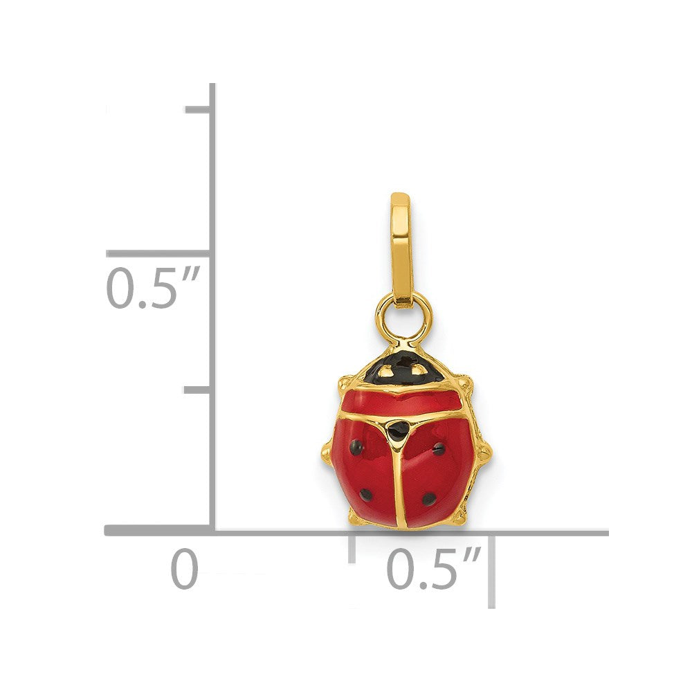 Million Charms 14K Yellow Gold Themed Enameled Ladybug Charm