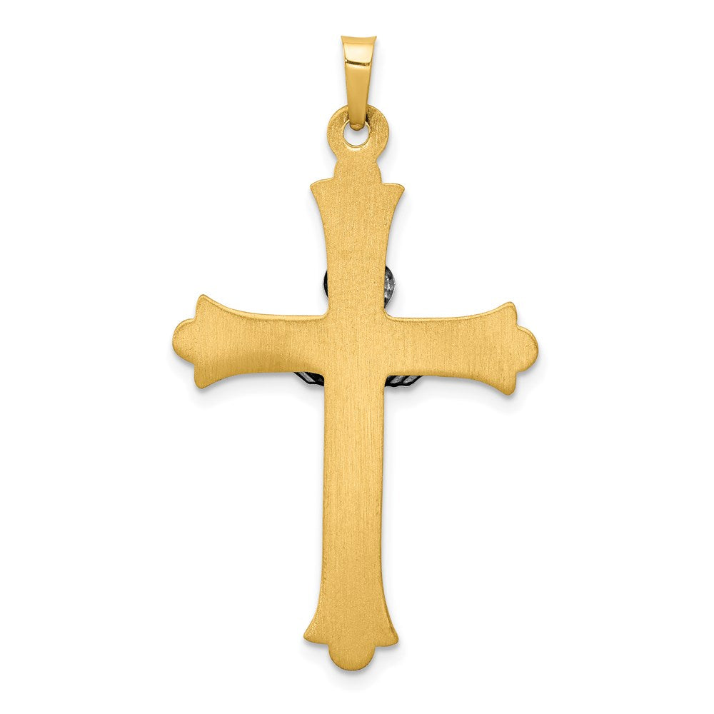 Million Charms 14K Two-Tone Claddagh Relgious Cross Pendant