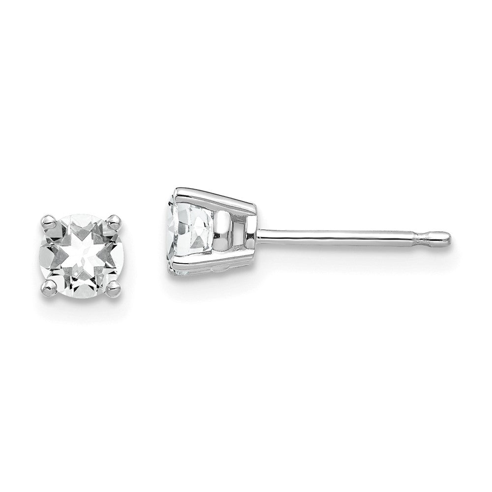 Million Charms 14k White Gold 4mm Cubic Zirconia Earrings, 4mm x 4mm