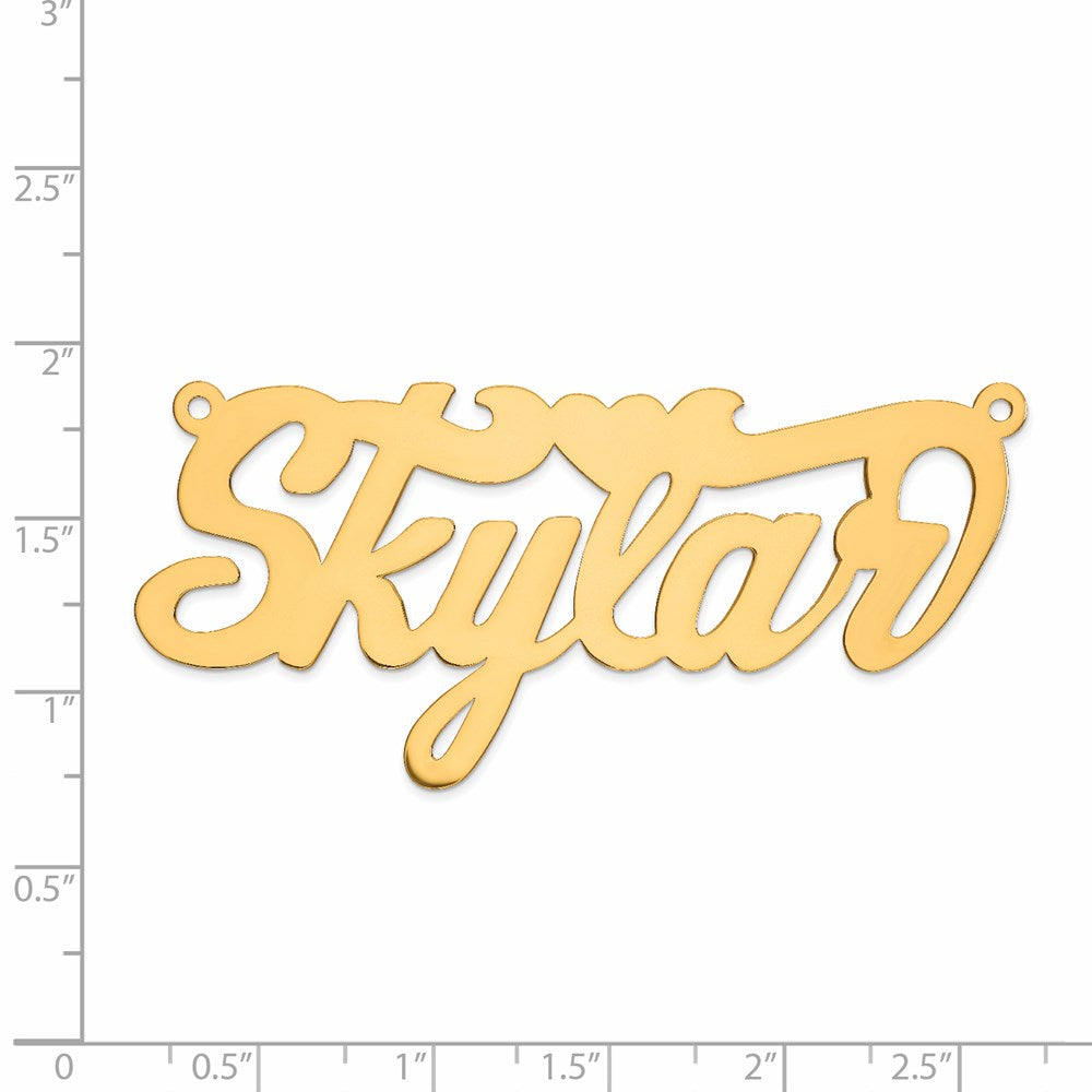 Million Charms 10K Yellow Gold Themed .013 Gauge Polished Name Plate With Heart Pendant