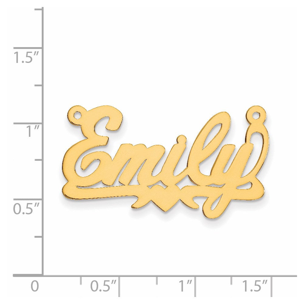 Million Charms 14K Yellow Gold Themed .013 Gauge Polished Name Plate With Heart Pendant