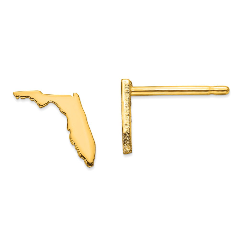 Million Charms 14k Yellow Gold FL Small State Earrings,