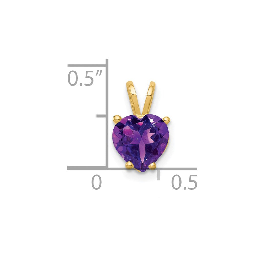 Million Charms 14K Yellow Gold Themed 7Mm Heart Amethyst Pendant