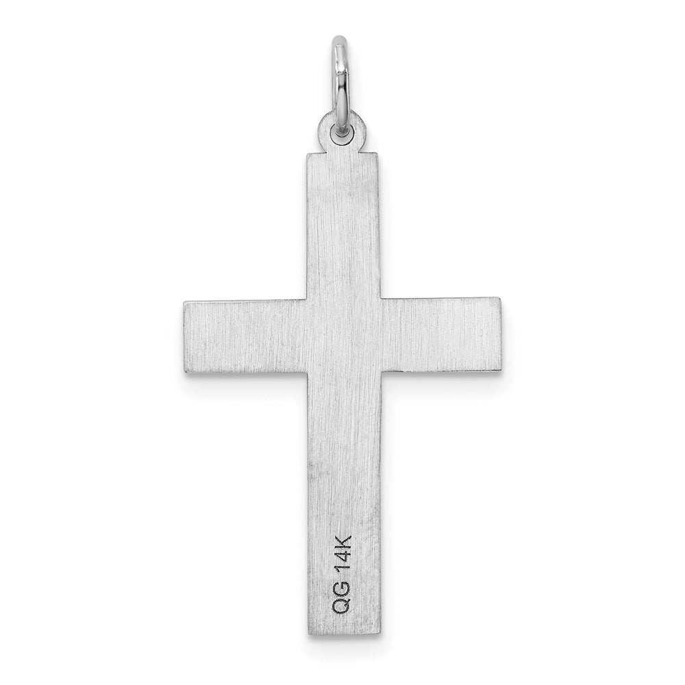 Million Charms 14K White Gold Themed Laser Designed Relgious Cross Pendant