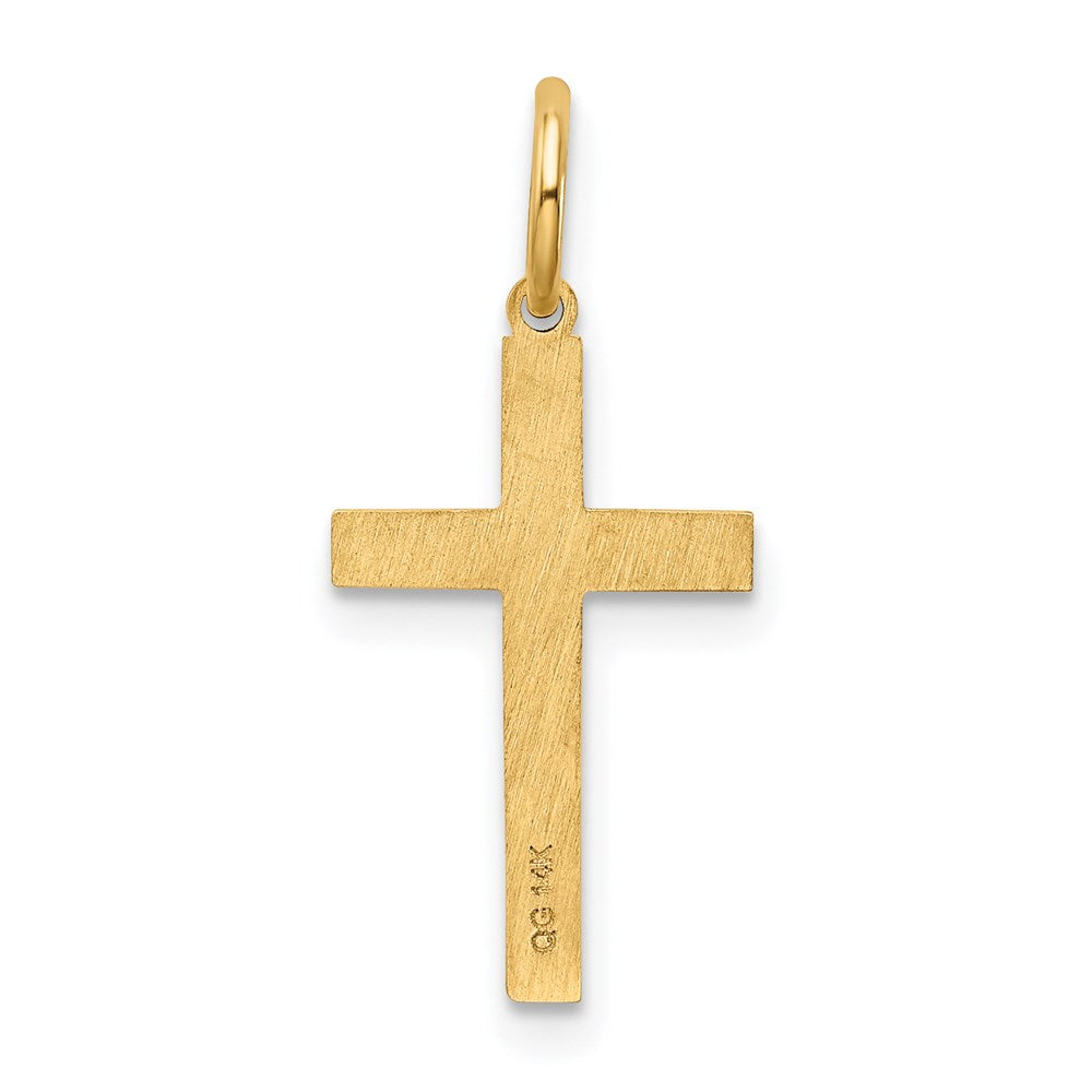 Million Charms 14K Yellow Gold Themed Laser Designed Relgious Cross Charm
