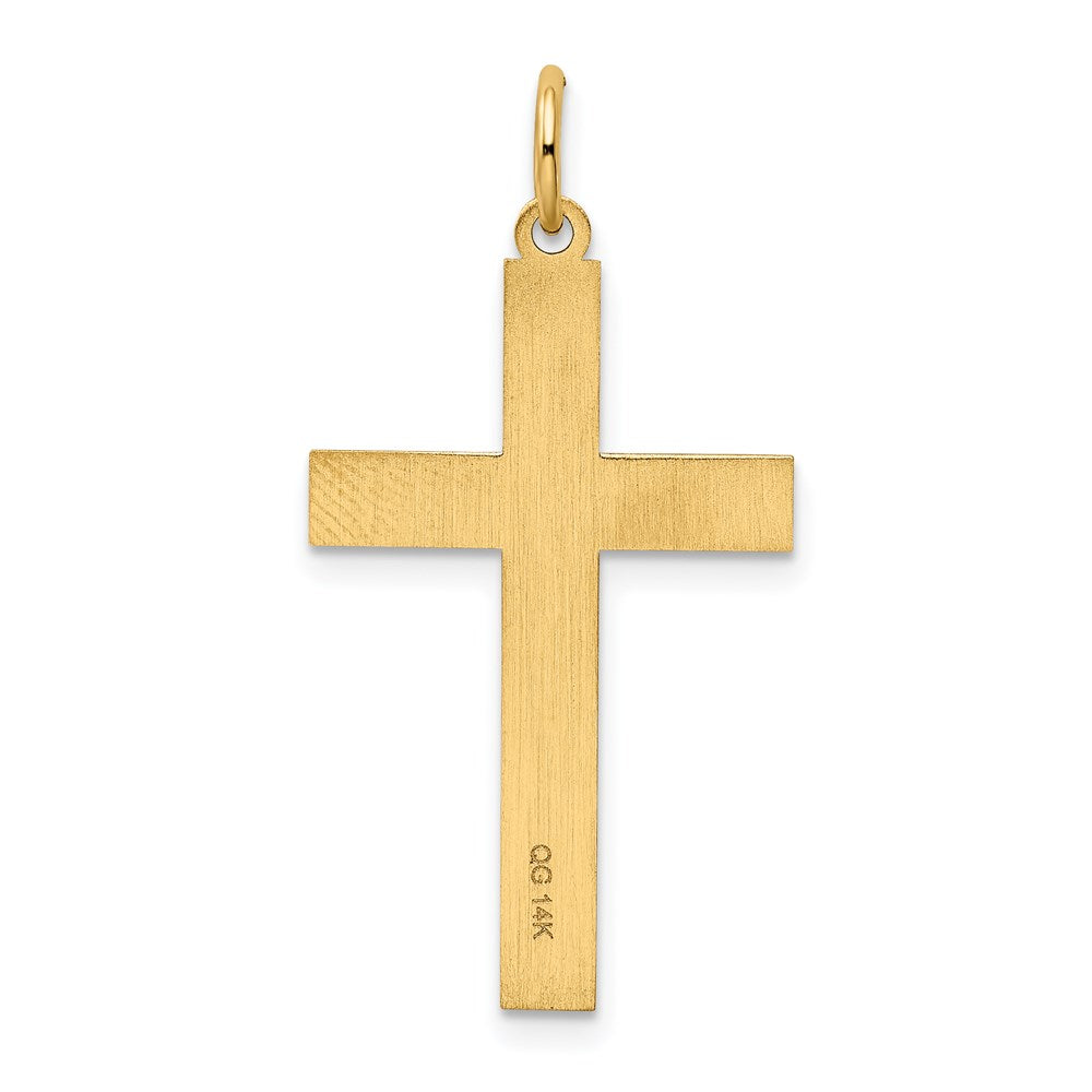 Million Charms 14K Yellow Gold Themed Laser Designed Relgious Cross Pendant