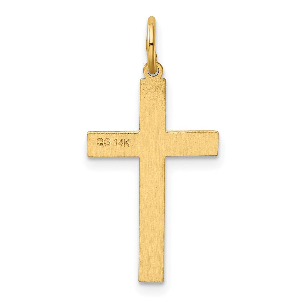 Million Charms 14K Yellow Gold Themed Laser Designed Relgious Cross Charm
