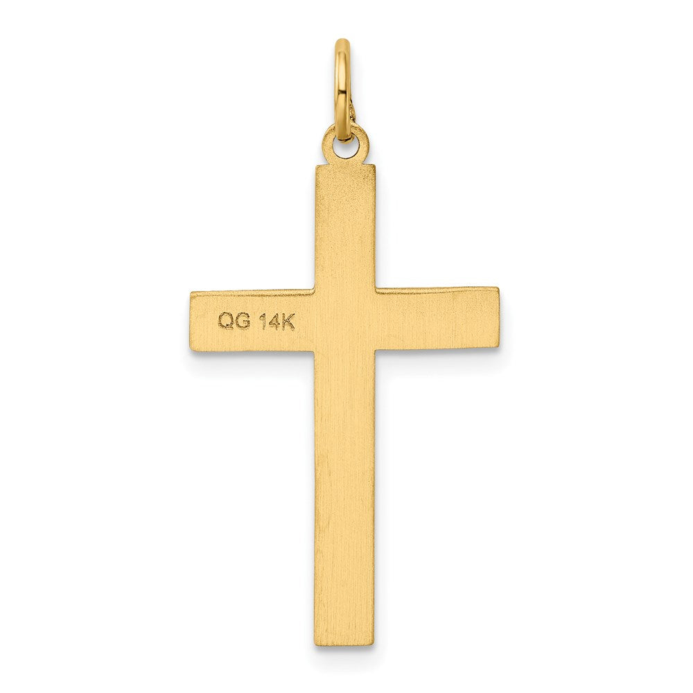 Million Charms 14K Yellow Gold Themed Laser Designed Relgious Cross Pendant