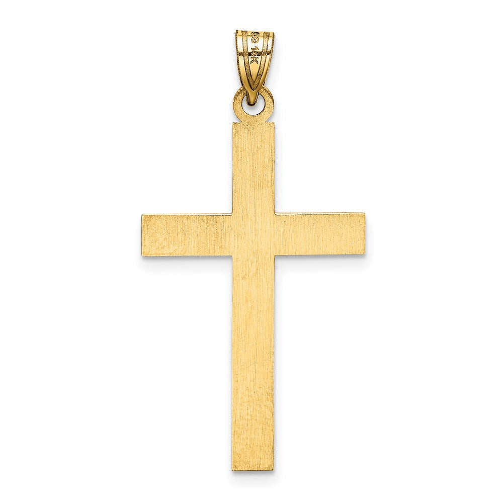 Million Charms 14K Yellow Gold Themed Etched Floral Relgious Cross Pendant