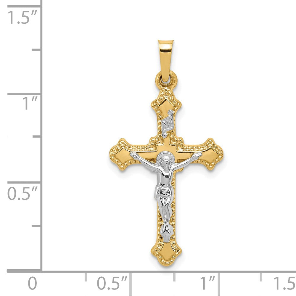Million Charms 14K Two-Tone Polished Inri Relgious Crucifix Pendant