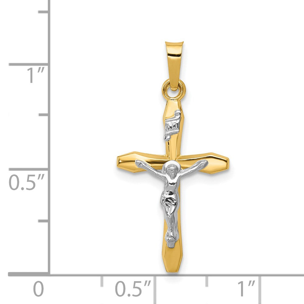 Million Charms 14K Two-Tone Polished Inri Relgious Crucifix Pendant