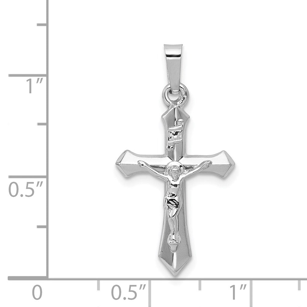 Million Charms 14K White Gold Themed Polished Inri Relgious Crucifix Pendant