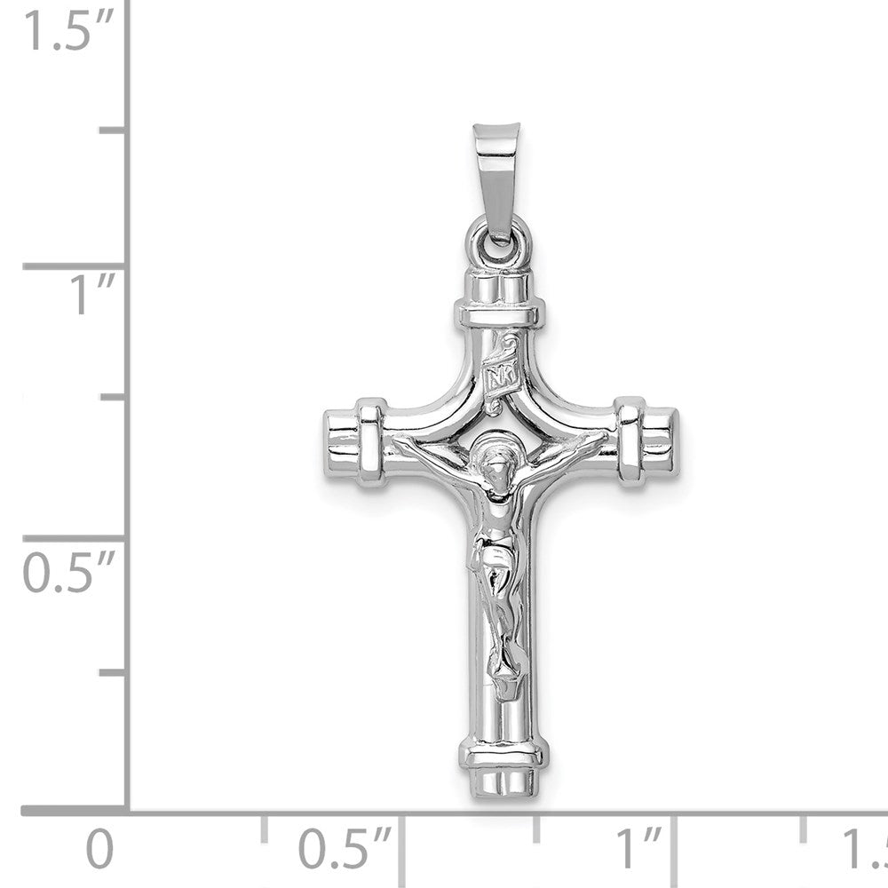 Million Charms 14K White Gold Themed Polished Inri Relgious Crucifix Pendant
