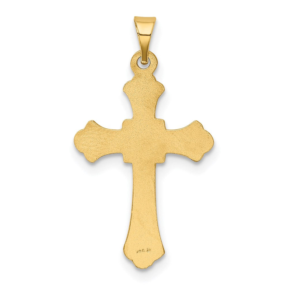 Million Charms 14K Yellow Gold Themed Budded Relgious Cross Pendant