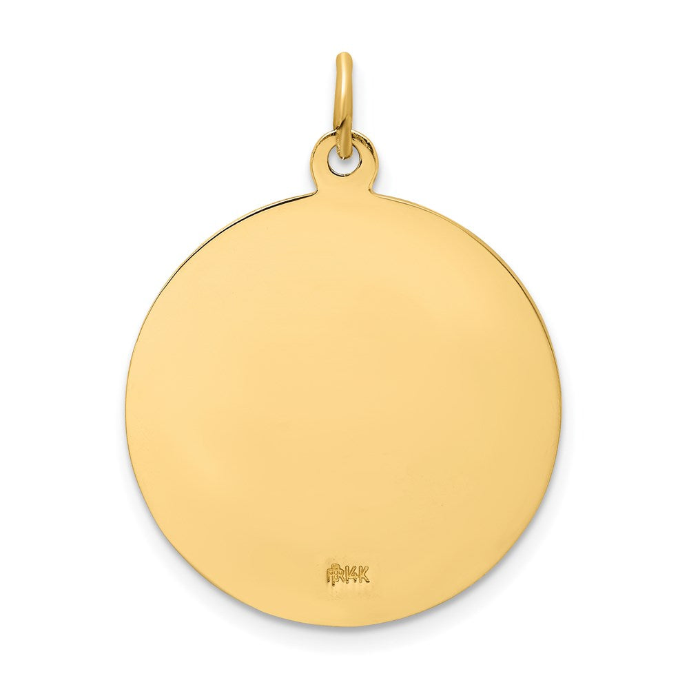 Million Charms 14K Yellow Gold Themed Solid Polished/Satin Round Religious Saint Florian Medal