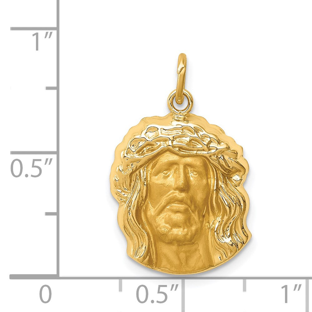 Million Charms 14K Yellow Gold Themed Hollow Polished/Satin Medium Jesus Medal