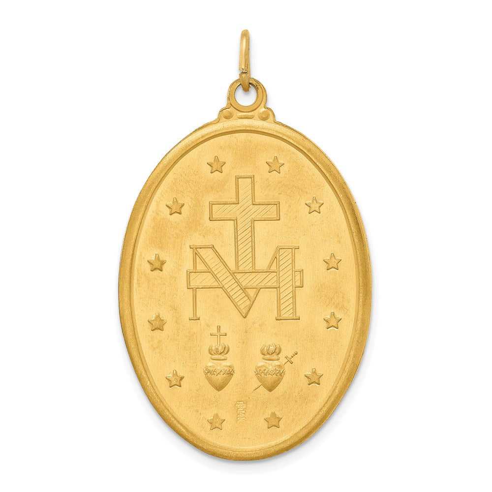 Million Charms 14K Yellow Gold Themed Solid Polished/Satin Extra Large Oval Religious Miraculous Medal