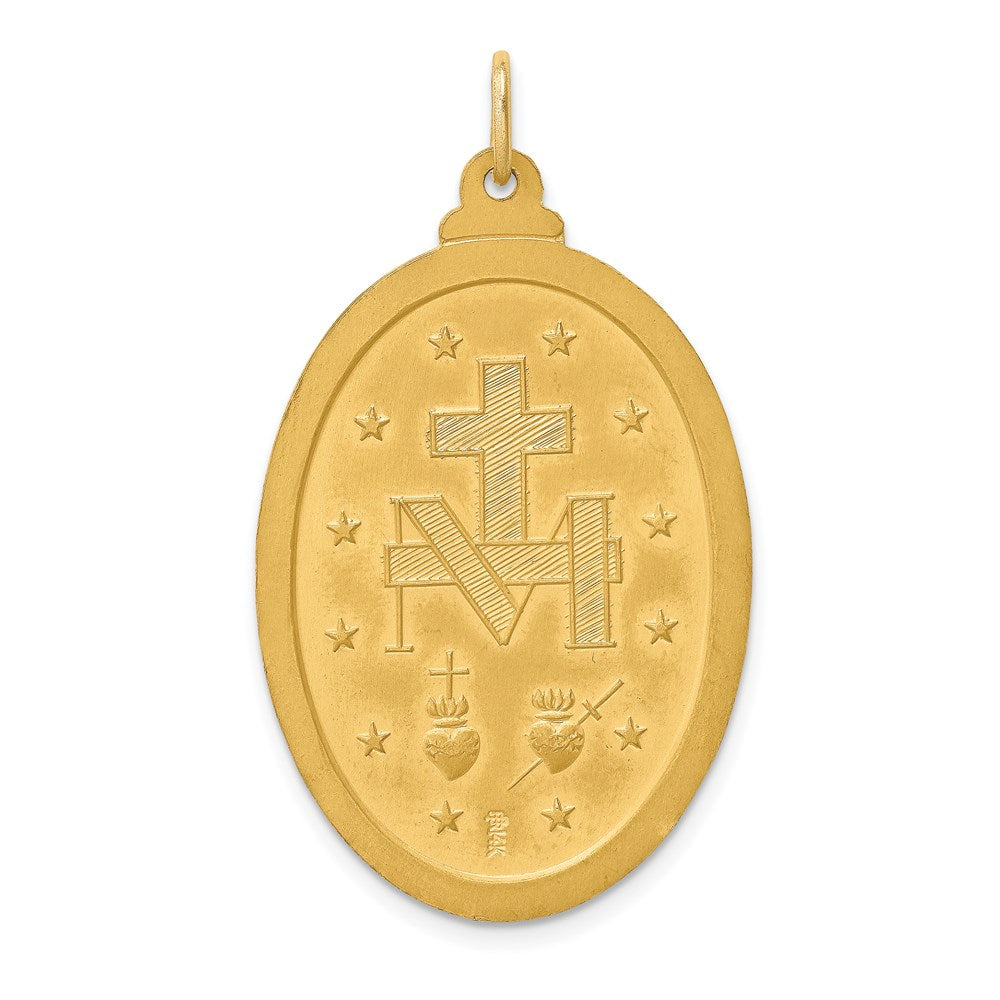 Million Charms 14K Yellow Gold Themed Solid Polished/Satin Large Oval Religious Miraculous Medal