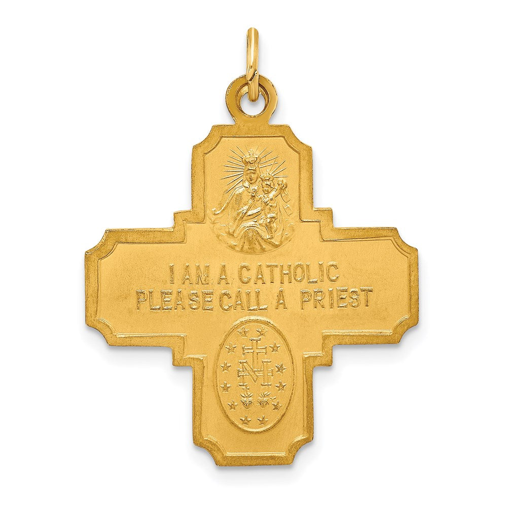 Million Charms 14K Yellow Gold Themed Solid Polished/Satin Medium 4-Way Medal