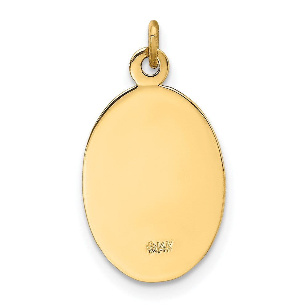 Million Charms 14K Yellow Gold Themed Solid Polished/Satin Extra Small Oval Religious Saint Christopher Medal