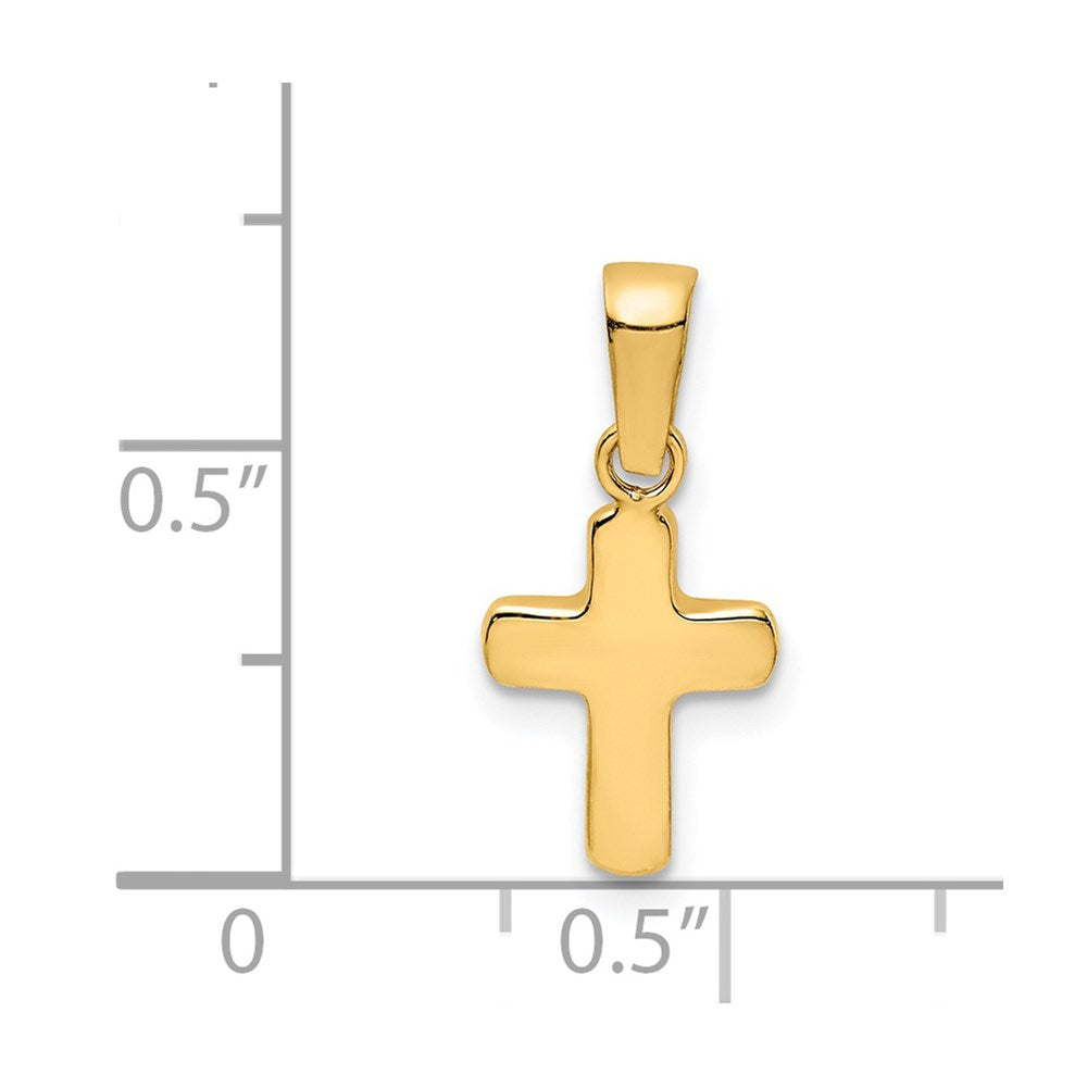 Million Charms 14K Yellow Gold Themed Polished Hollow Latin Relgious Cross Pendant