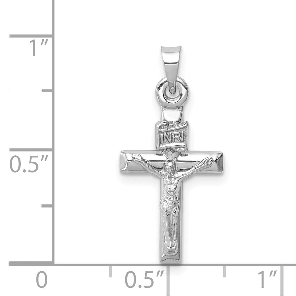 Million Charms 14K White Gold Themed Hollow Relgious Crucifix Pendant