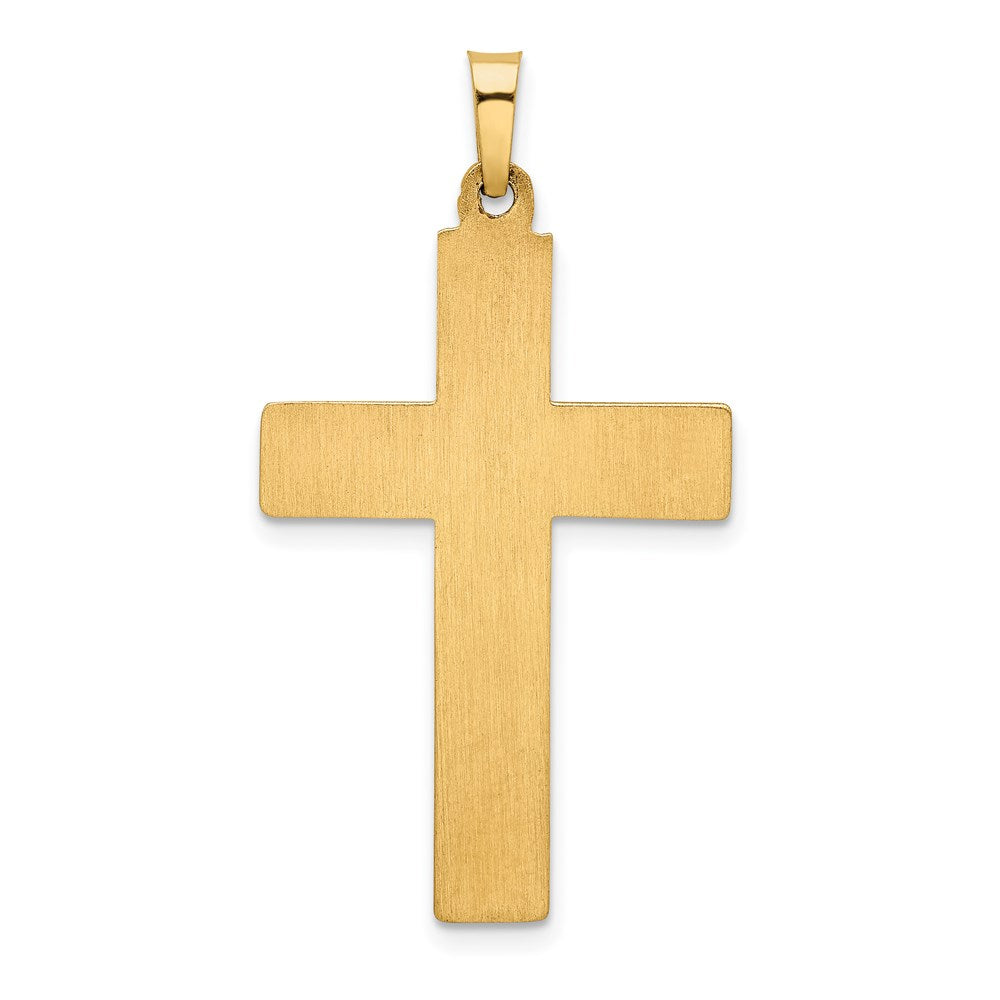Million Charms 14K Two-Tone Hollow Polished Textured Latin Crucifix