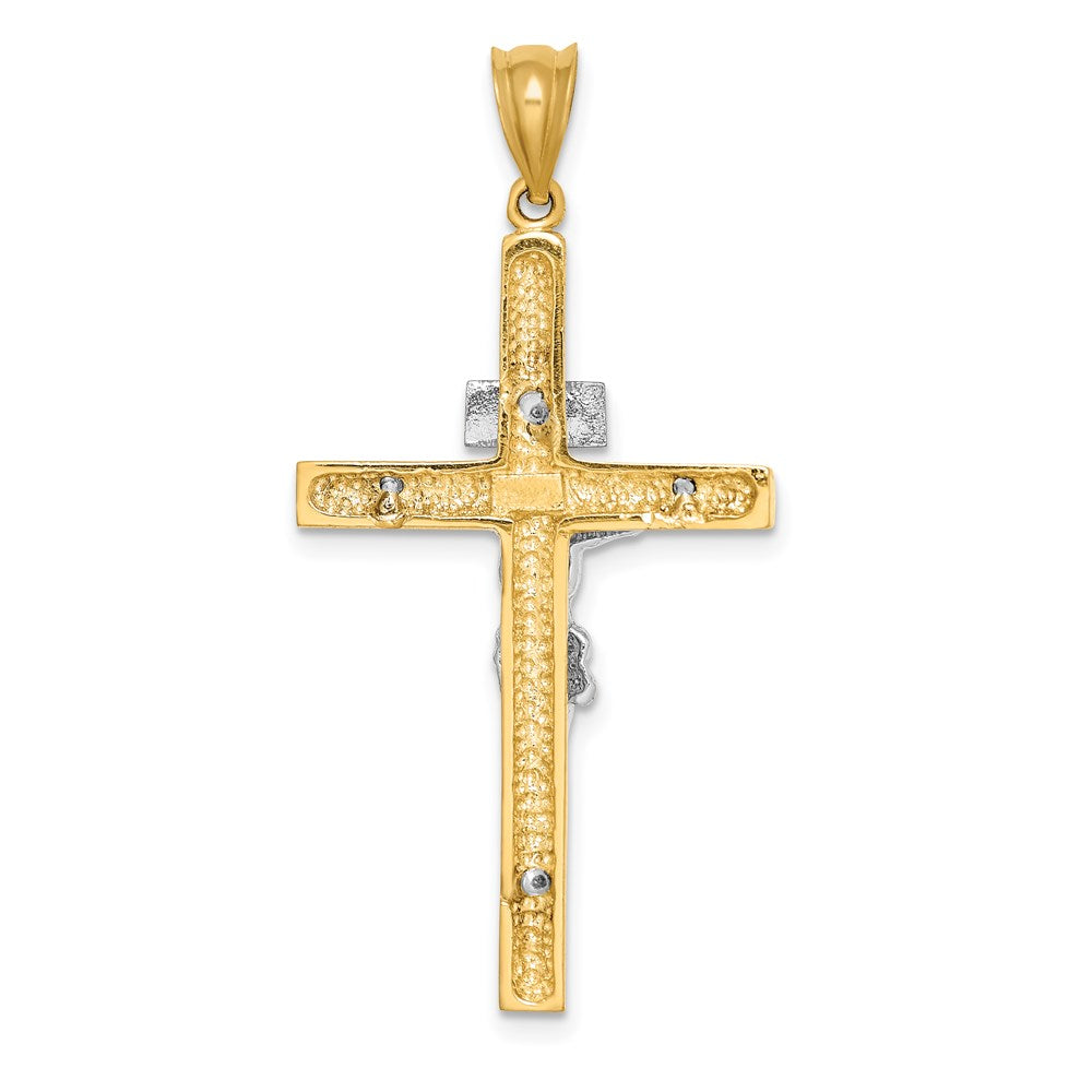 Million Charms 14K Two-Tone Polished Inri Relgious Crucifix Relgious Cross Pendant