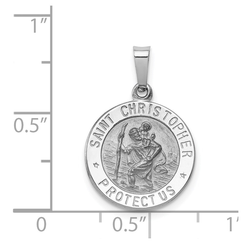 Million Charms 14K White Gold Themed Religious Saint Christopher Medal Charm