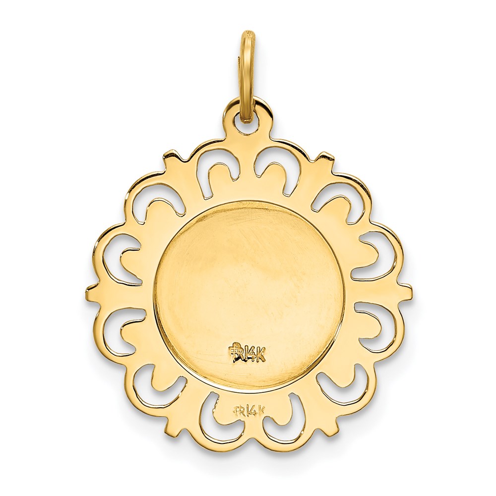 Million Charms 14K Yellow Gold Themed Relgious Our Lady Of Lourdes Medal Pendant
