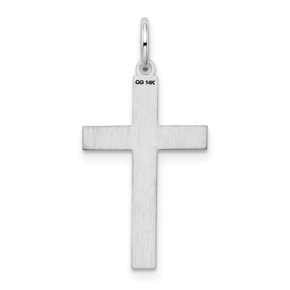Million Charms 14K White Gold Themed Laser Designed Relgious Cross Pendant