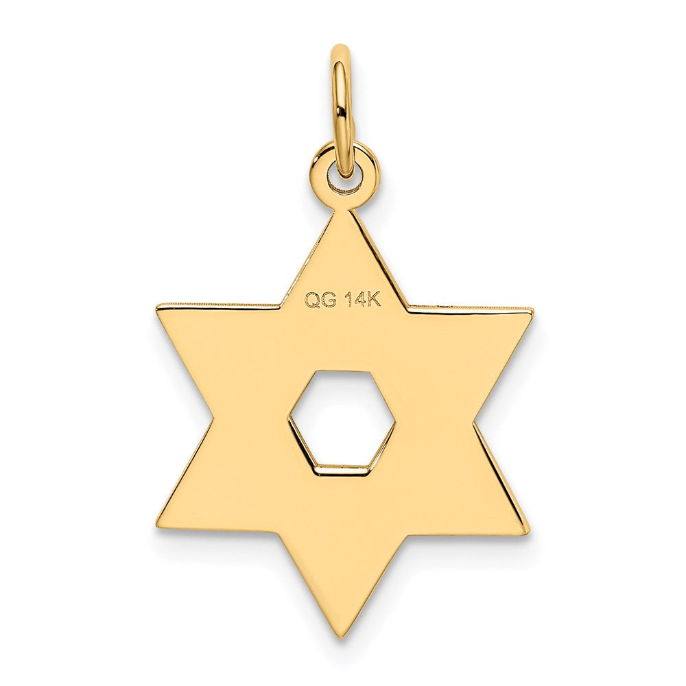 Million Charms 14K Yellow Gold Themed Laser Designed Religious Jewish Star Of David Pendant