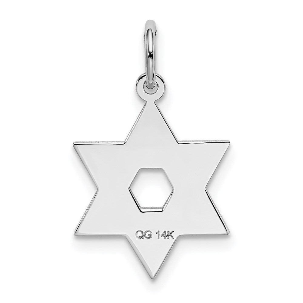 Million Charms 14K White Gold Themed Laser Designed Religious Jewish Star Of David Charm