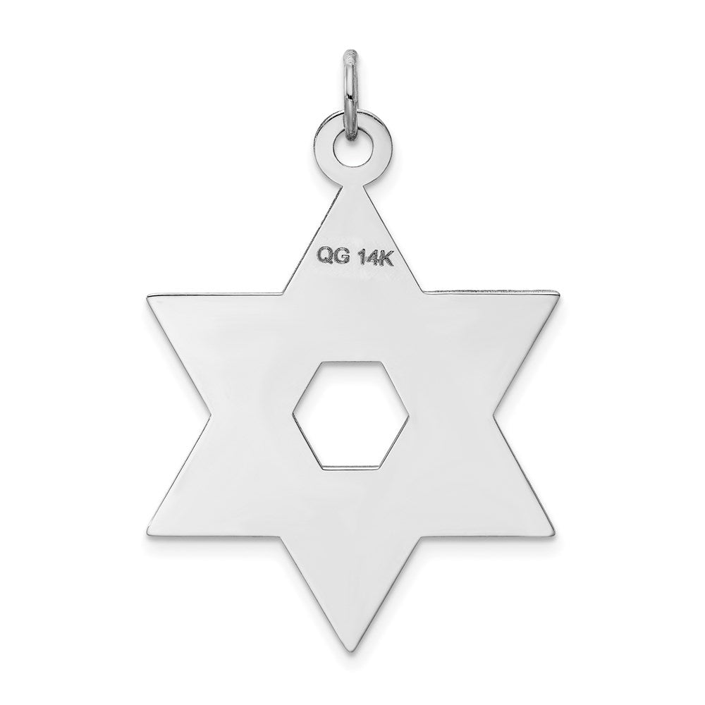 Million Charms 14K White Gold Themed Laser Designed Religious Jewish Star Of David Pendant