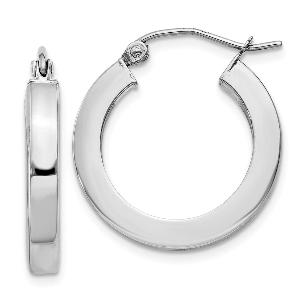 Million Charms 14k White Gold Square Tube Hoop Earrings, 20mm x 3mm