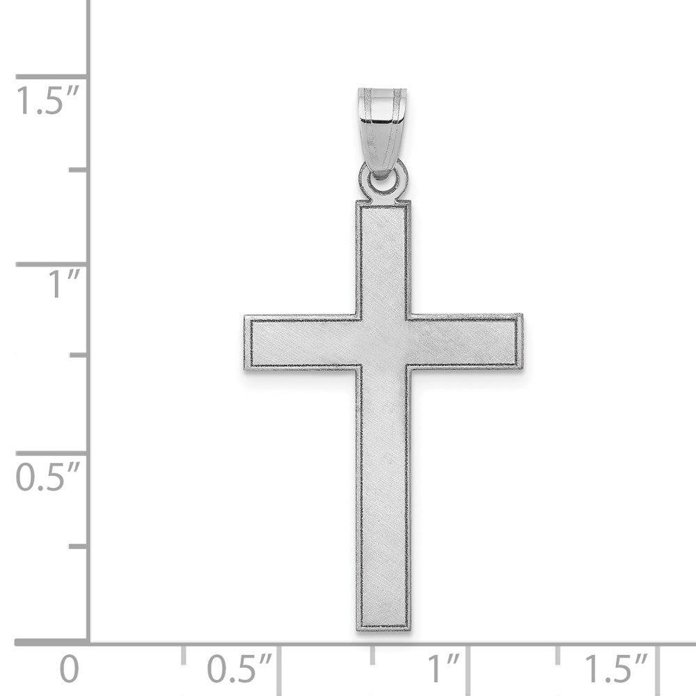 Million Charms 14K White Gold Themed Florentine Relgious Cross Pendant