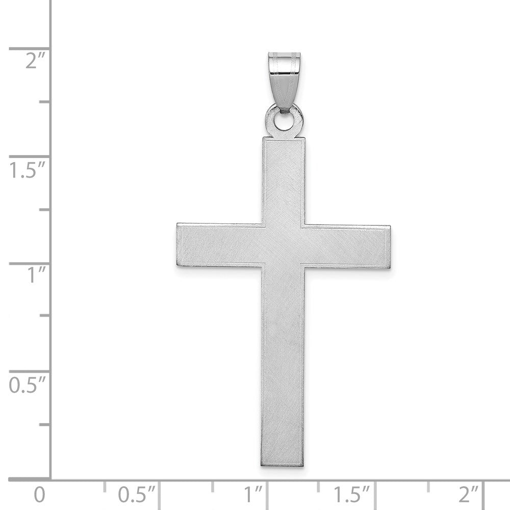 Million Charms 14K White Gold Themed Florentine Relgious Cross Pendant