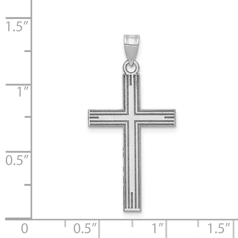 Million Charms 14K White Gold Themed Solid Relgious Cross Pendant