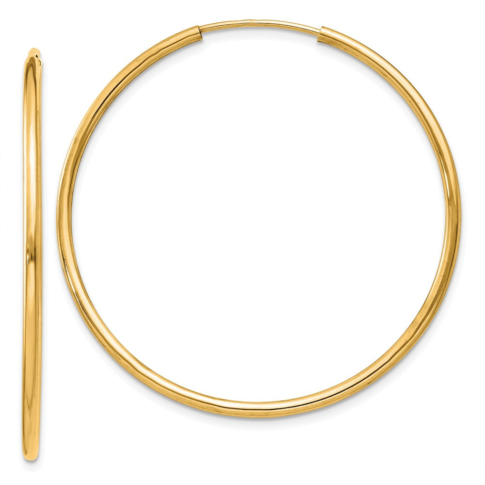 Million Charms 14k Yellow Gold 1.5mm Polished Round Endless Hoop Earrings, 36mm x 36mm