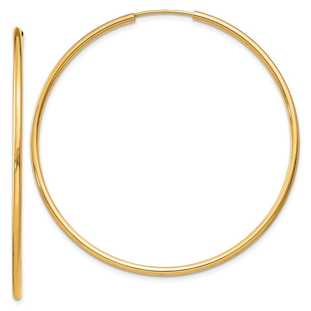 Million Charms 14k Yellow Gold 1.5mm Polished Round Endless Hoop Earrings, 45mm x 45mm
