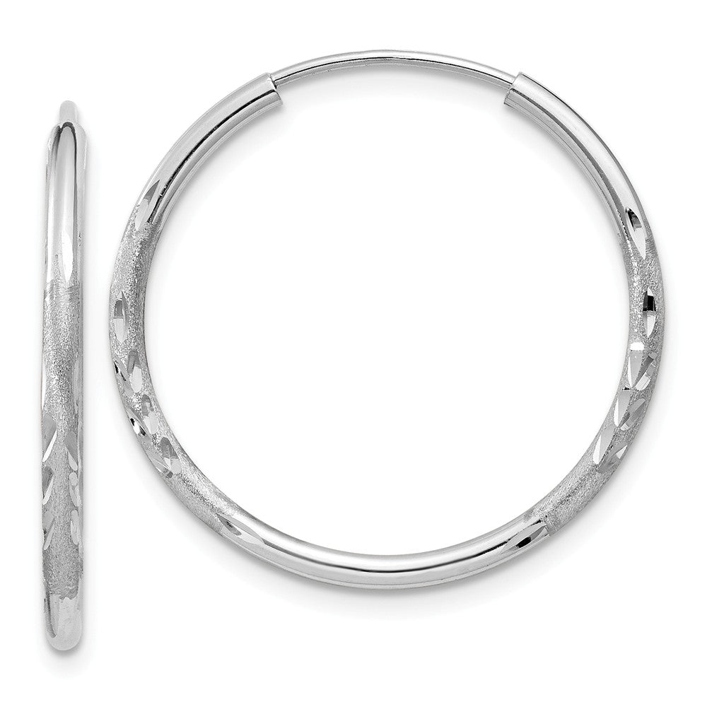 Million Charms 14k White Gold 1.5mm Diamond-cut Endless Hoop Earrings, 21mm x 21mm