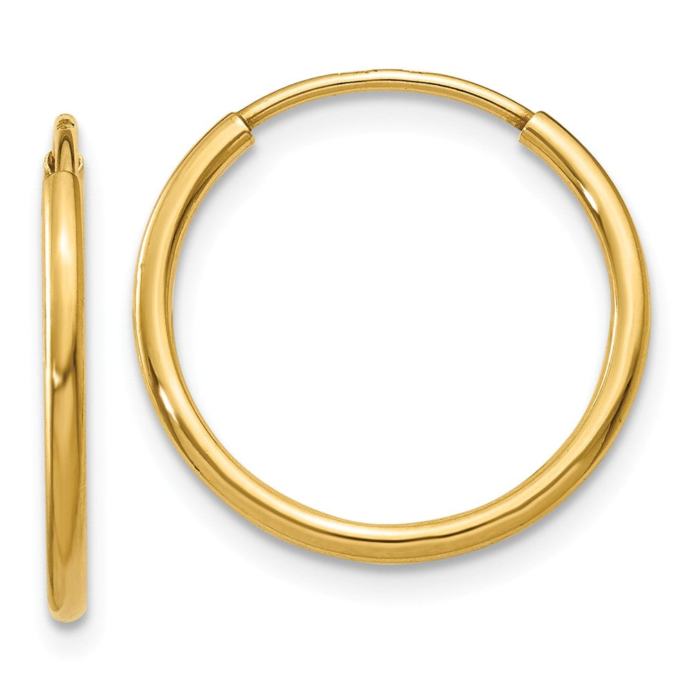 Million Charms 14k Yellow Gold 1.25mm Endless Hoop Earring, 16mm x 16mm