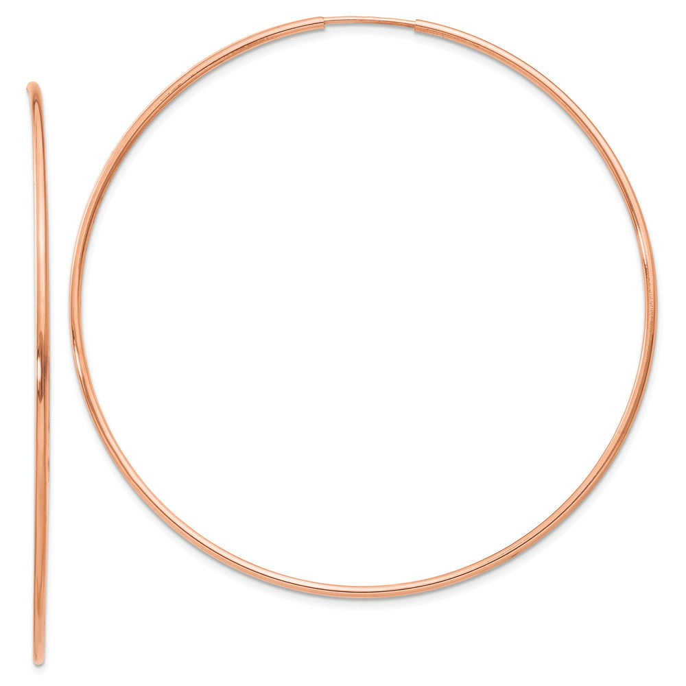 Million Charms 14k Rose Gold 1.2mm Polished Endless Hoop Earrings, 58mm x 58.25mm
