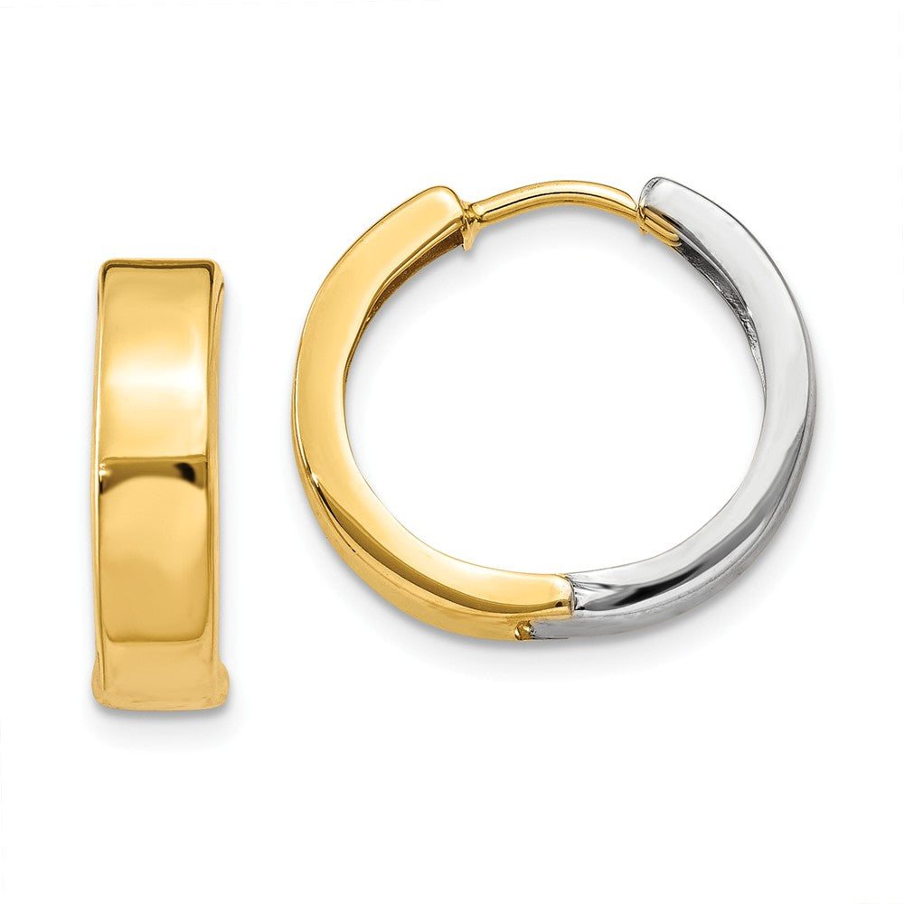 Million Charms 14k Two-tone Hinged Hoop Earrings, 12mm x 4mm