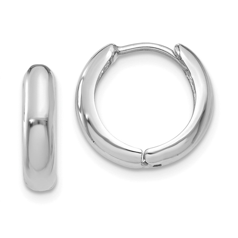 Million Charms 14k White Gold Hinged Hoop Earrings, 9mm x 5mm