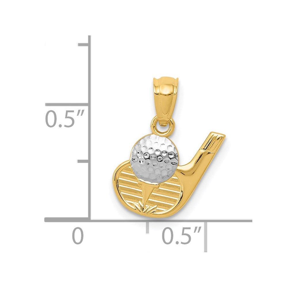 Million Charms 14K Yellow Gold Themed With Rhodium-plated Sports Golf Pendant