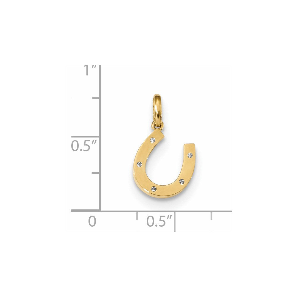 Million Charms 14K Yellow Gold Themed Childrens (Cubic Zirconia) CZ Horseshoe Pendant